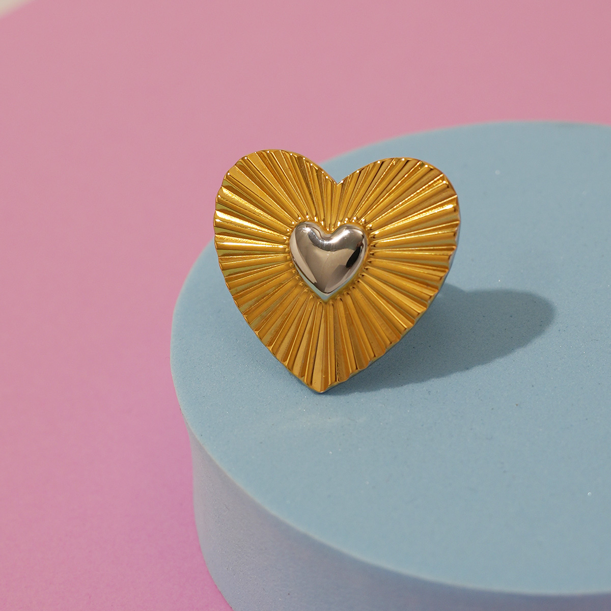 1 Piece Romantic  Simple Heart Stainless Steel Waterproof  Statement Rings h5 Picture8