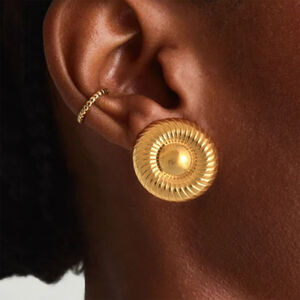 1 Pair Simple Circle Stainless Steel Waterproof Gold Color Women's Stud Earrings h5 Picture5