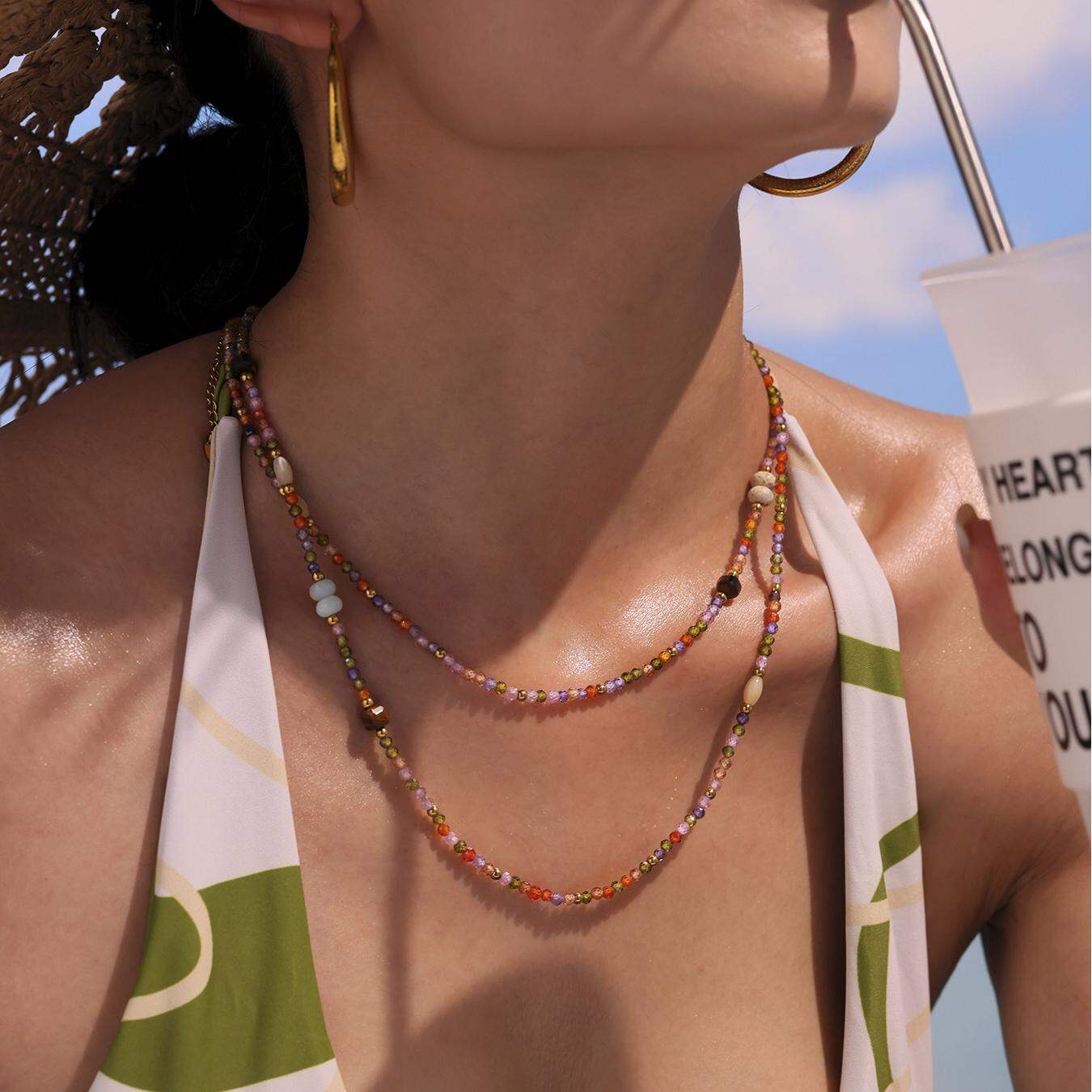 1 Piece Series Colorful Beads Natural Stones Women's Beaded Necklaces