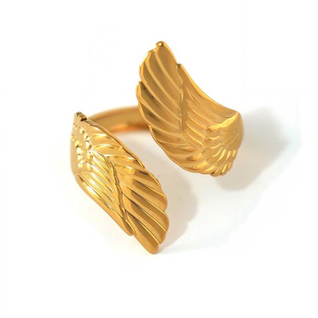 1 Piece Simple Series Natural Wings Stainless Steel Waterproof  Women's  Statement Rings