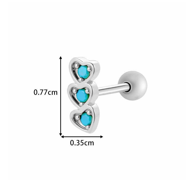 1 Piece Heart Copper  Gold Color Zircon Piercing Earring Picture2
