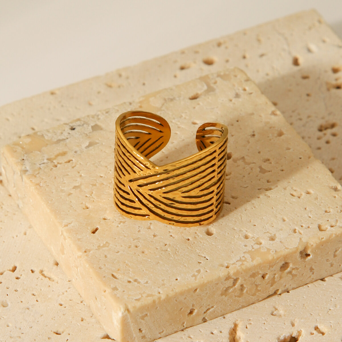 1 stuk Simple Series Daily Plant roestvrijstalen gouden statement ringen Afbeelding6