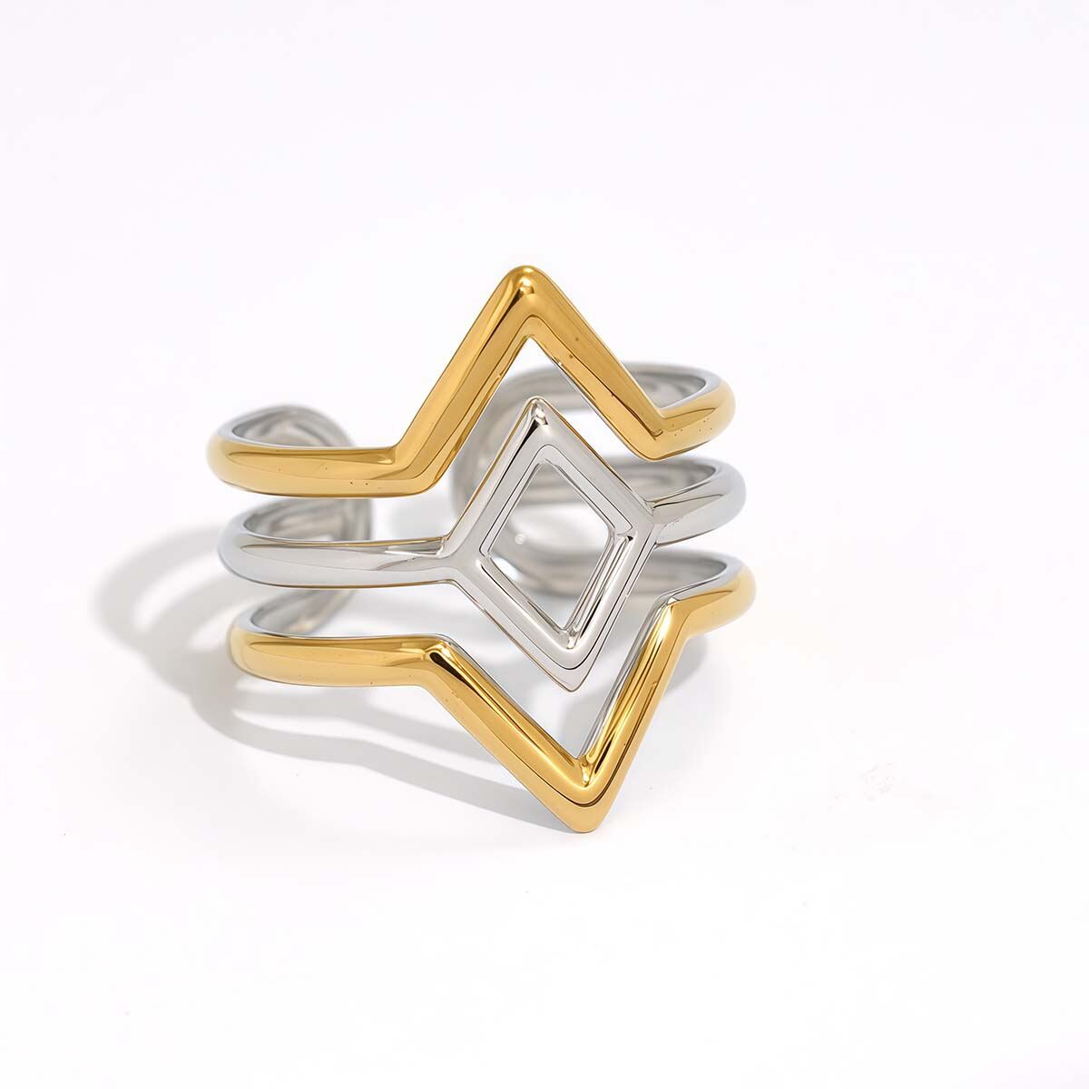 Gold- und Silberfarbe/Einheitsgröße/Einteiliger Ring Bild3