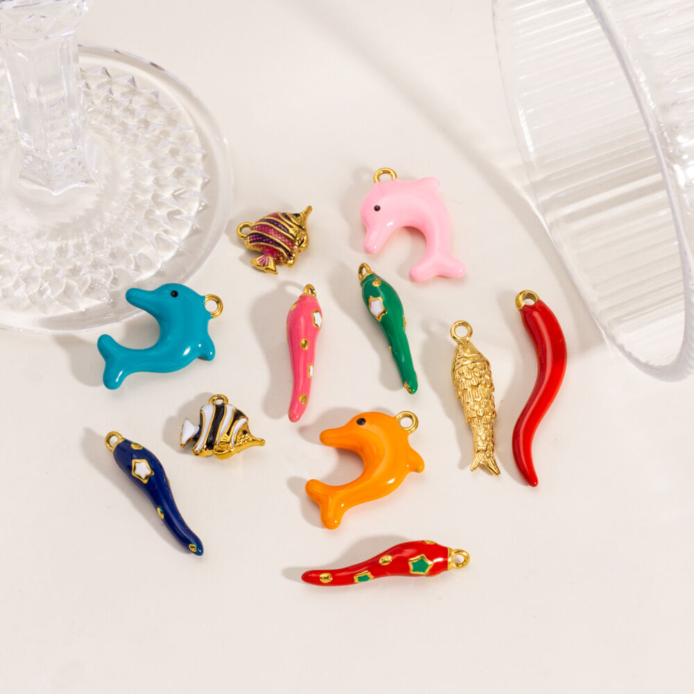 Classic Ocean Series Cute Dolphin Stainless Steel Waterproof DIY Pendant