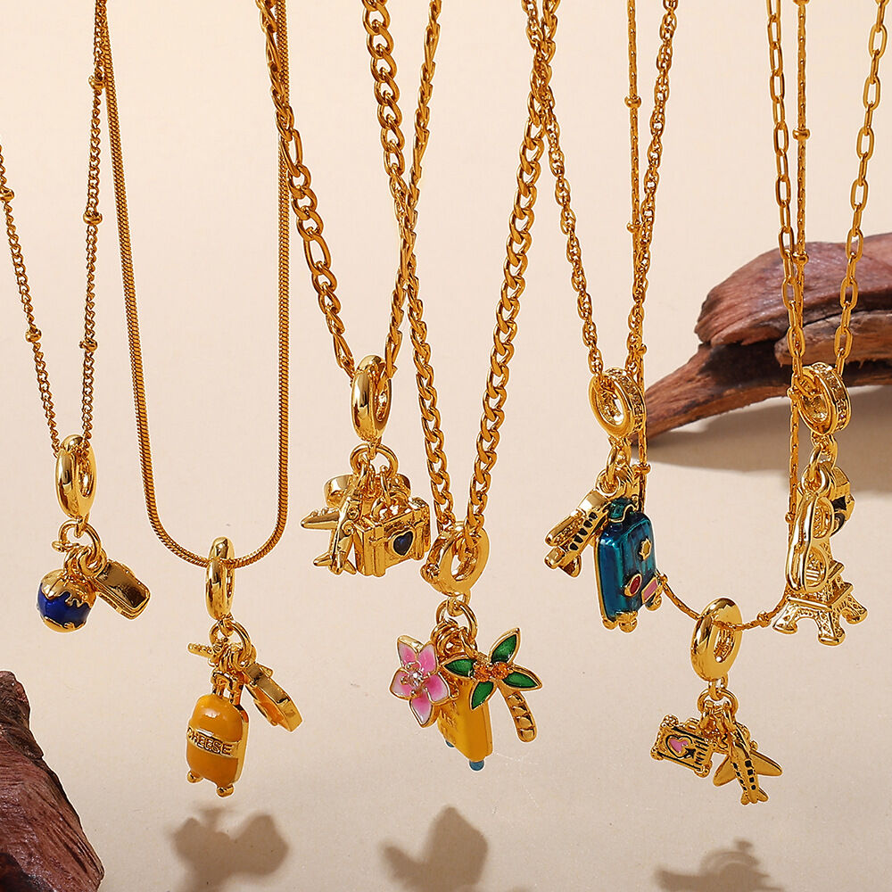 1 Piece Stainless Steel Waterproof Gold Color DIY Pendant Necklace