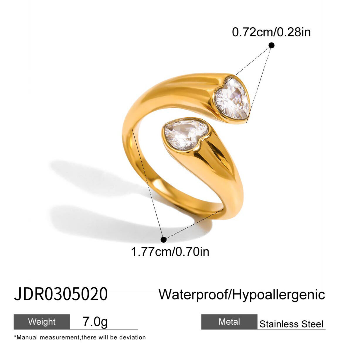1 Stück Persönlichkeit Stern Edelstahl wasserdicht goldfarbener Damenring mit Edelstein Bild2