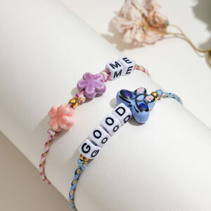1 Piece Sweet Letter Colorful Stainless Steel Waterproof Women's Beaded Bracelets h5 Picture5