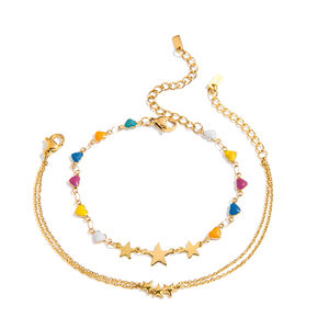 1 Piece Shinning Star Stainless Steel Waterproof Gold Color Women's Chain Bracelets h5 Picture10