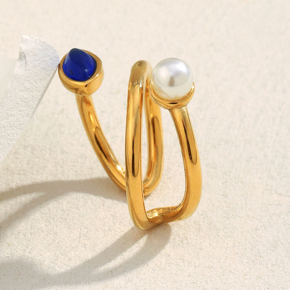 1 Piece Stainless Steel Waterproof Natural Stone Ring h5Picture5