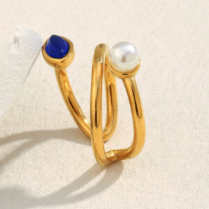 1 Piece Stainless Steel Waterproof Natural Stone Ring h5 Picture5