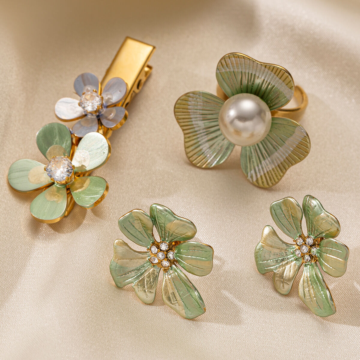1 Piece Retro Flower Stainless Steel Hair Clip