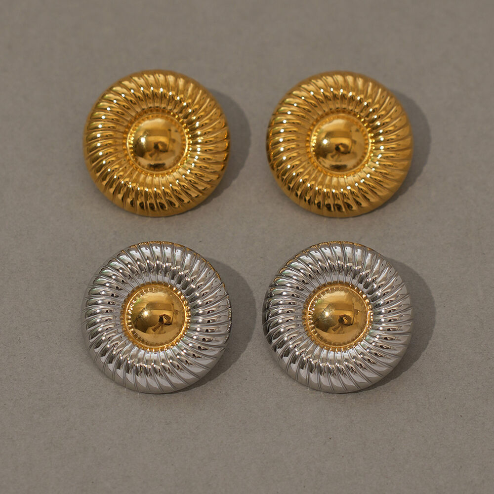 1 Pair Simple Circle Stainless Steel Waterproof Gold Color Women's Stud Earrings h5Picture4