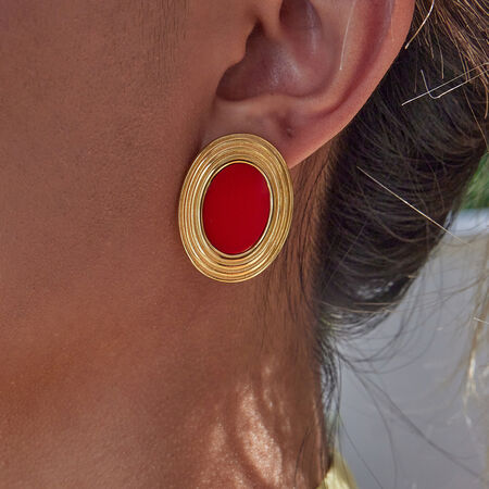 1 Paar klassische ovale Retro-Ohrstecker aus Edelstahl, wasserfest, goldfarben, für Damen