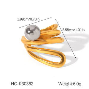 Schlichte, wasserfeste Statement-Ringe aus Edelstahl in Goldfarben mit gemischten Farben h5 Bild2
