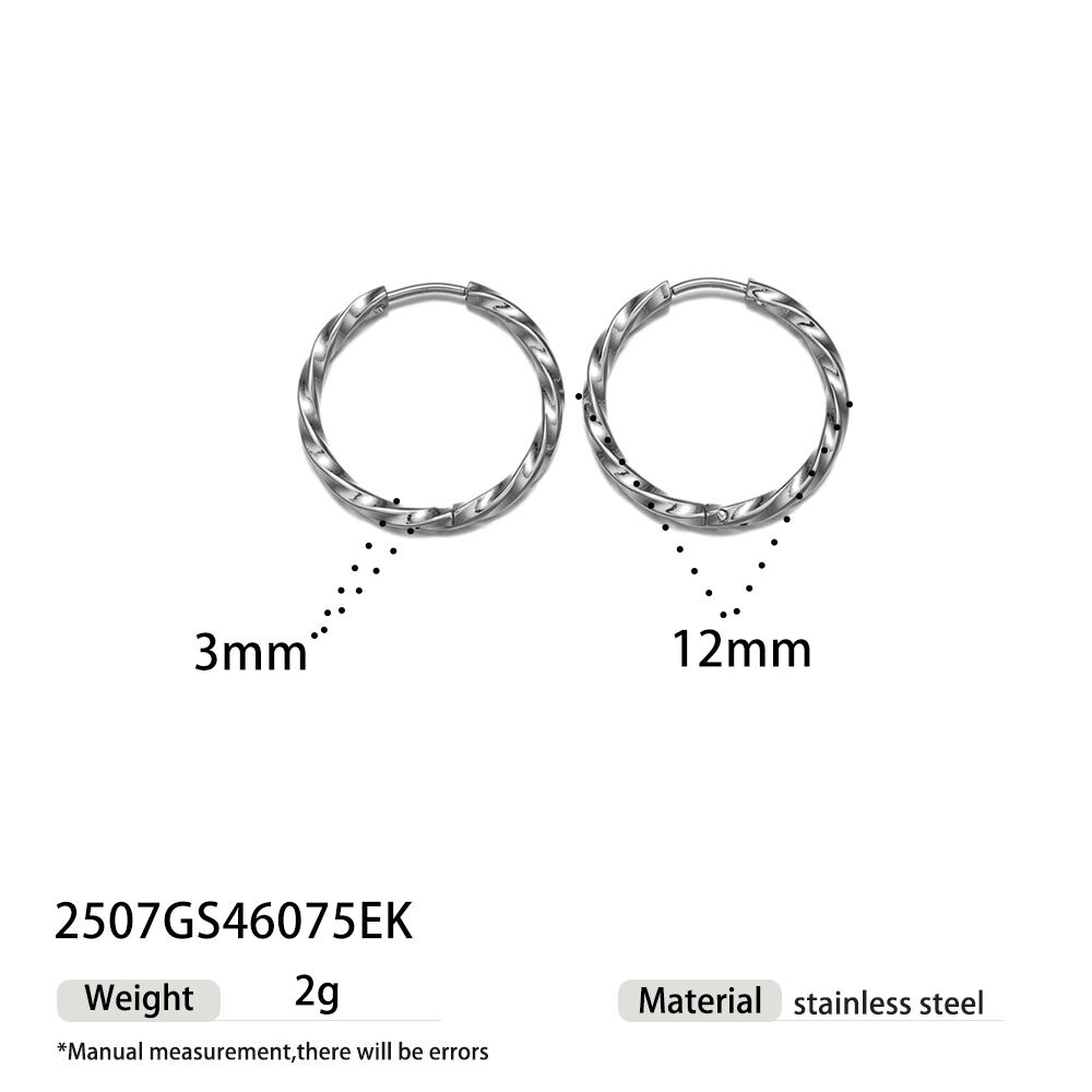 1 Pair Stainless Steel Waterproof Gold Color Hoop Earrings h5 