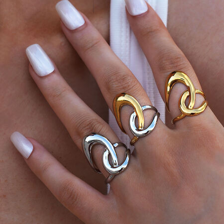 1 Piece Simple Series Casual Lines Stainless Steel Waterproof Gold Color Minimalist Rings 2