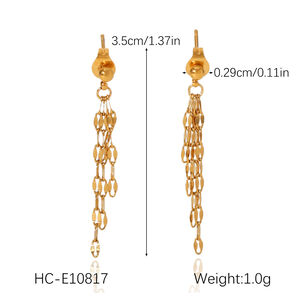 Simple Tassel Stainless Steel Waterproof Gold Color Women's Dangle Earrings h5 Picture2