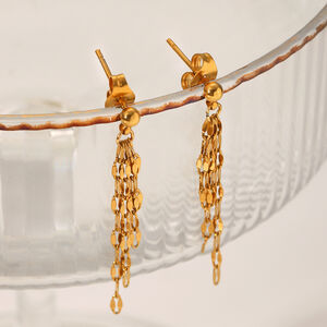 Simple Tassel Stainless Steel Waterproof Gold Color Women's Dangle Earrings h5 Picture4