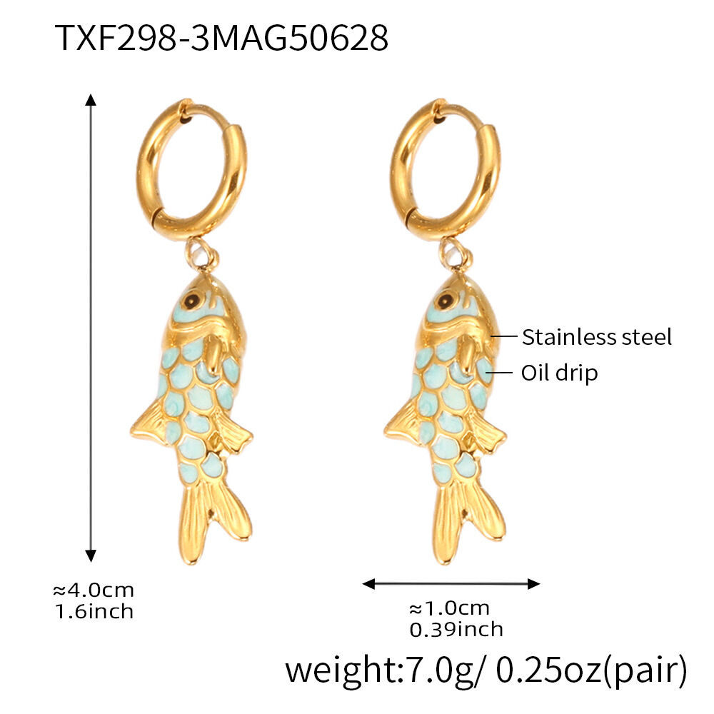 Txf298-3 Sky Blue Fish Pendant Earrings Picture8