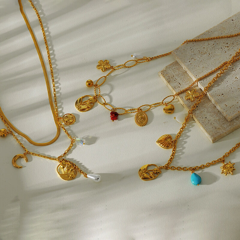 1 pezzo romantico fiore cuore sole collana pendente in acciaio inossidabile impermeabile da donna