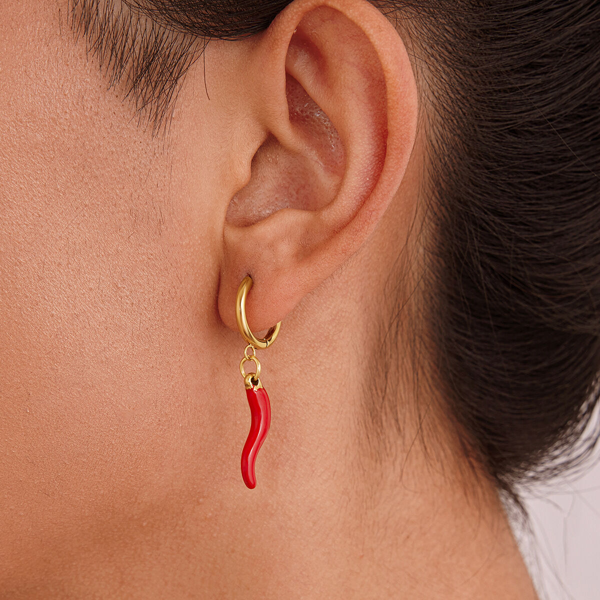 1 Pair Bold Red Chili Stainless Steel Waterproof Gold Color Women's Drop Earrings h5 Picture4