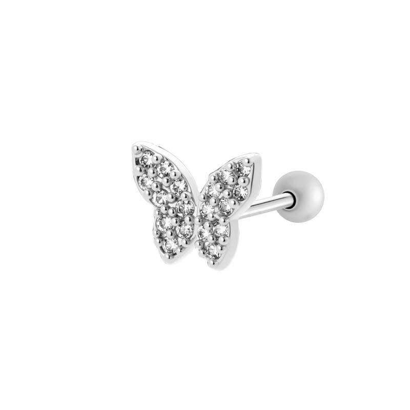 1 Piece Heart Copper Gold Color Zircon Piercing Earring h5