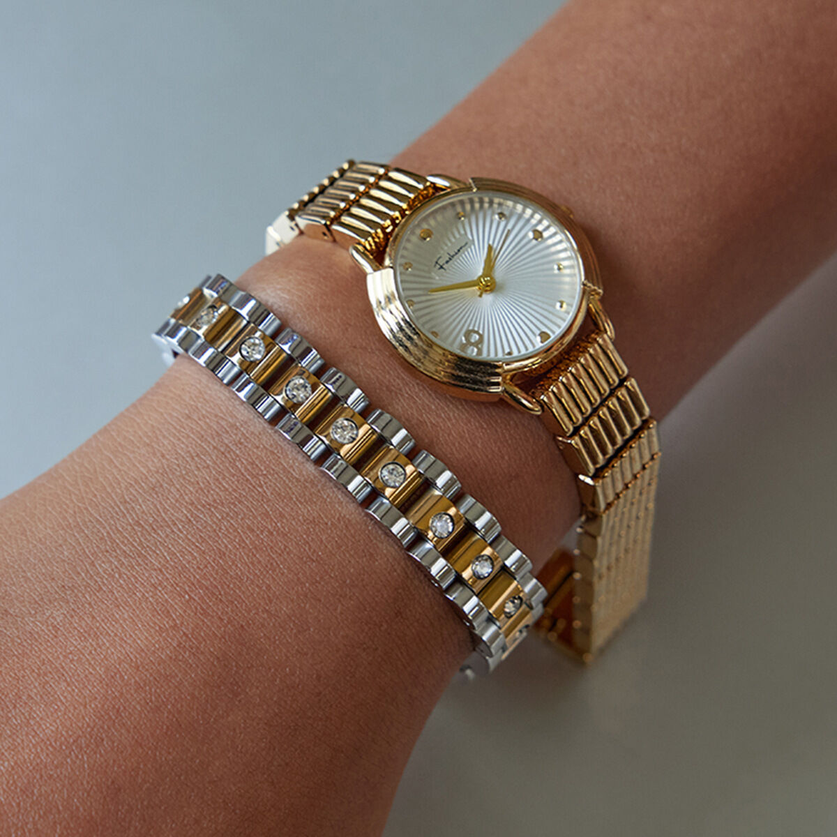 1 Piece Classic Patchwork Stainless Steel Waterproof Gold Color Women's Chain Bracelets