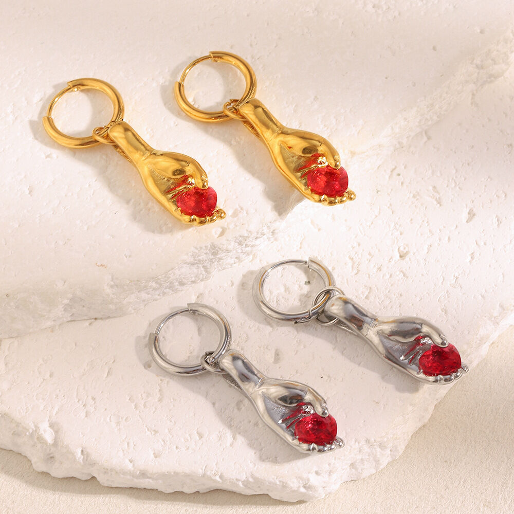 1 par de pendientes románticos y bonitos de acero inoxidable con forma de amor, resistentes al agua, para mujer. h5 Imagen2