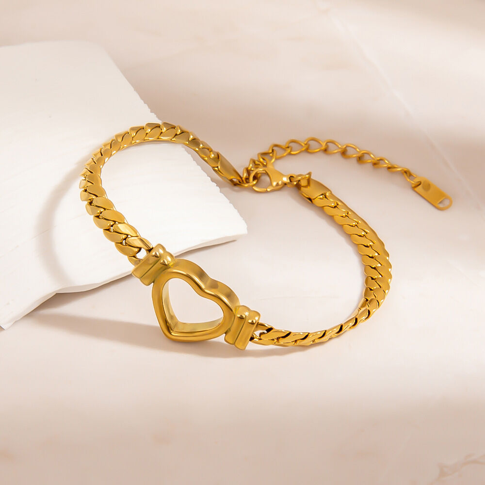 1 Piece Romantic Series Simple Heart Stainless Steel Waterproof  Shell Women's Chain Bracelets