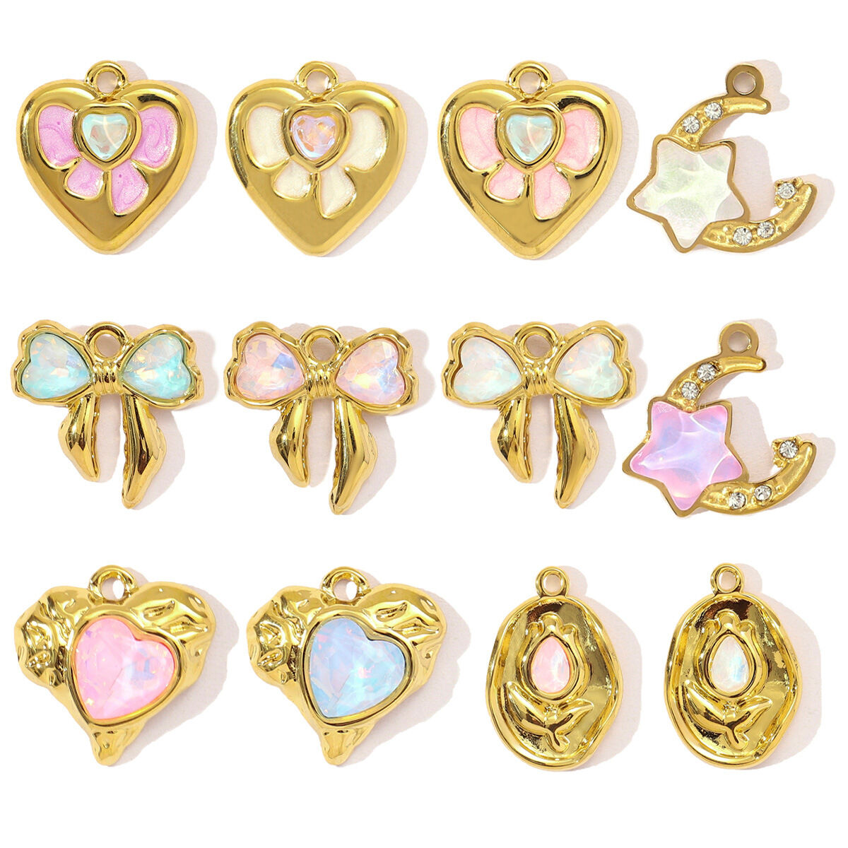 1 Piece Cute Heart Stainless Steel Waterproof Gold Color Women's Pendants Picture5