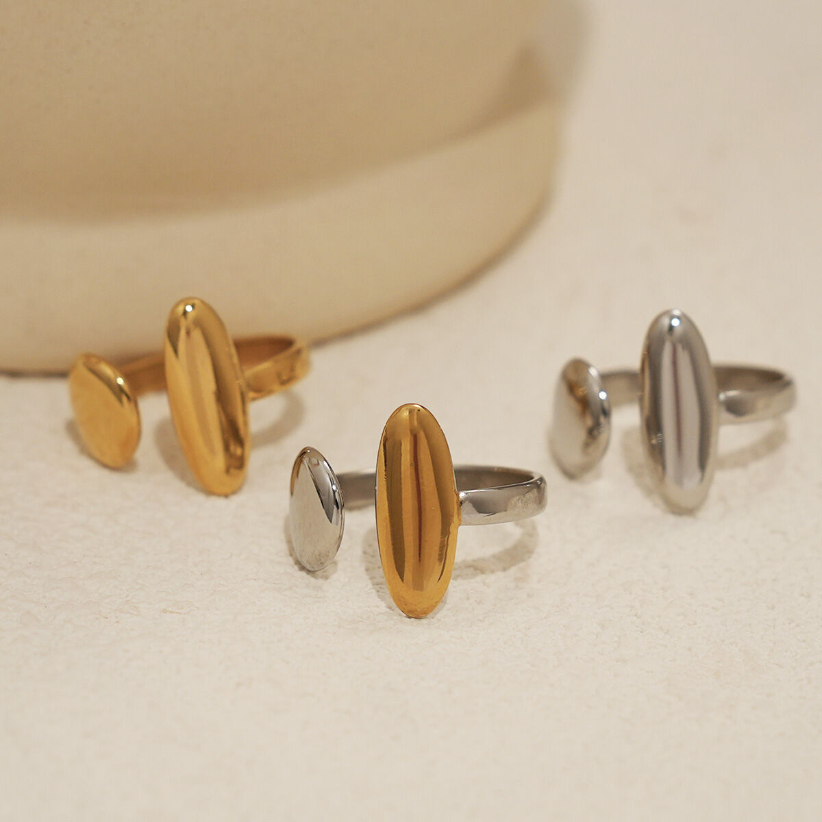 1 Piece Daily Irregular Shape Stainless Steel Waterproof  Gold Color Statement Rings Picture4