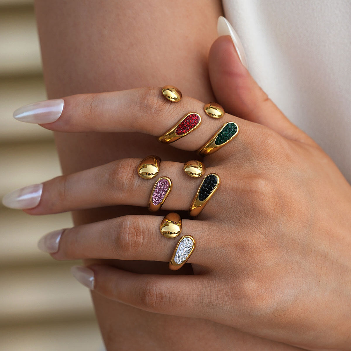 1 Piece Simple Series Simple Droplet Stainless Steel Waterproof Statement Rings 2