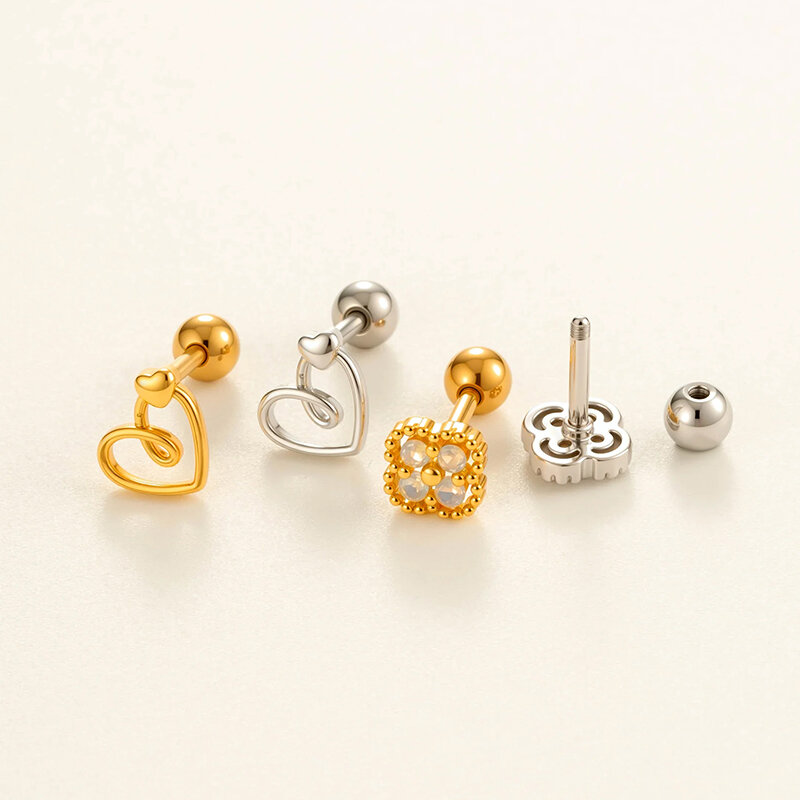 1 stuk koperen gouden zirkoon piercing oorbel 2