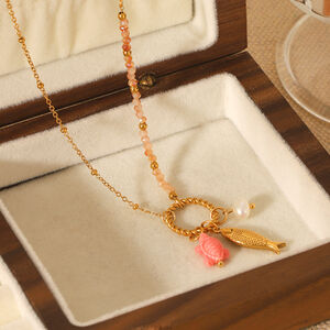 1 Pair Simple Daily Turtle Stainless Steel Waterproof Gold Color Women's Pendant Necklaces h5 Picture4