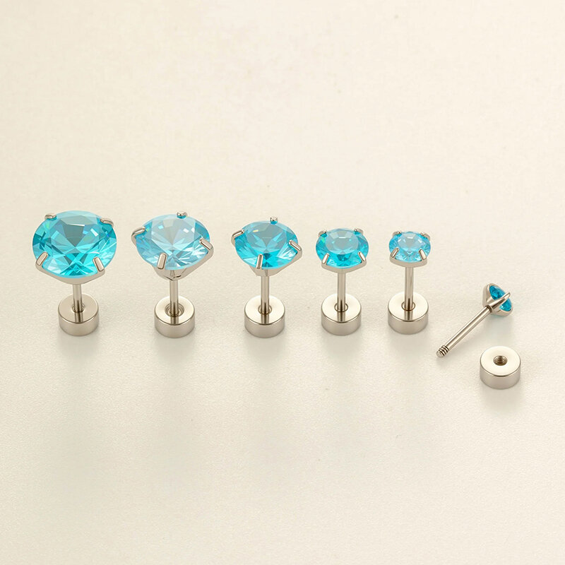 1 Piece Stainless Steel Waterproof Zircon Piercing Earring 2