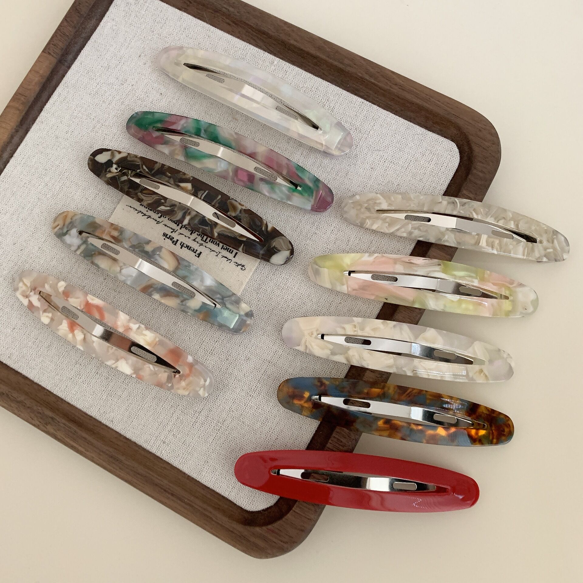1 Pair Simple Series Retro Mixed Color Acetate Women's Hair Clips
