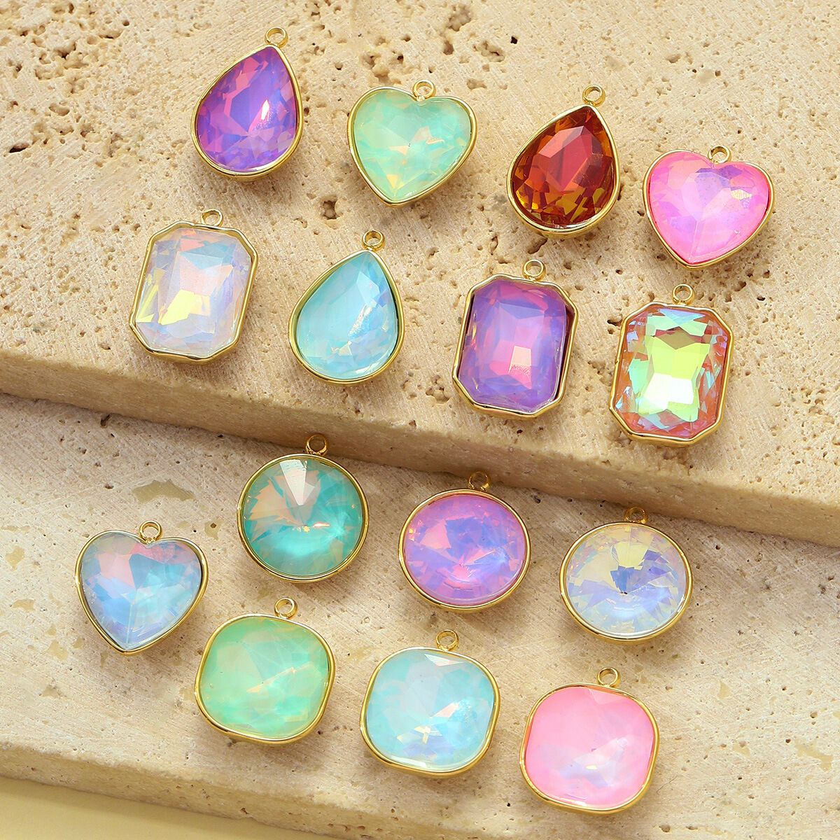 1 Piece DIY Geometric Glass Stainless Steel Waterproof Gold Color Women's Pendants Picture4