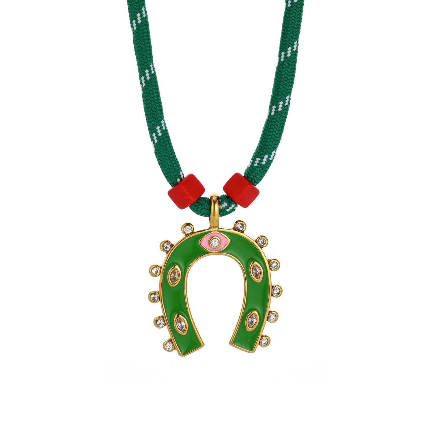 1 pezzo di collana con ciondolo da donna color oro impermeabile in acciaio inossidabile a forma di ferro di cavallo tropicale 