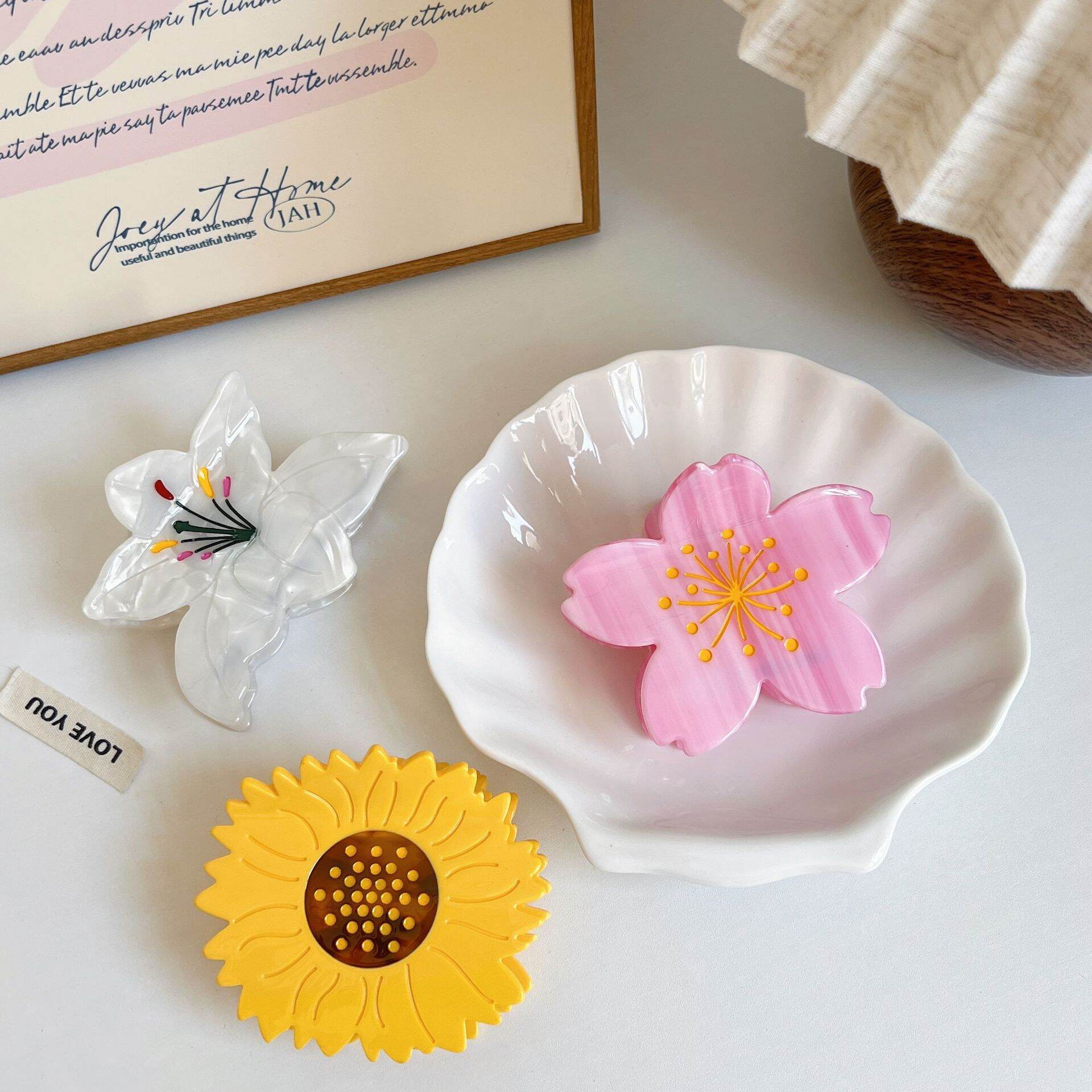 1 Pair Simple Series Sweet Flower Acetate Women's Hair Claws h5 Picture3
