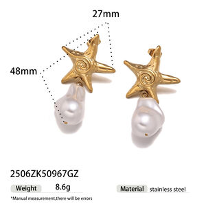 1 Paar Seestern-Ohrhänger aus wasserdichtem Edelstahl in Goldfarbe h5