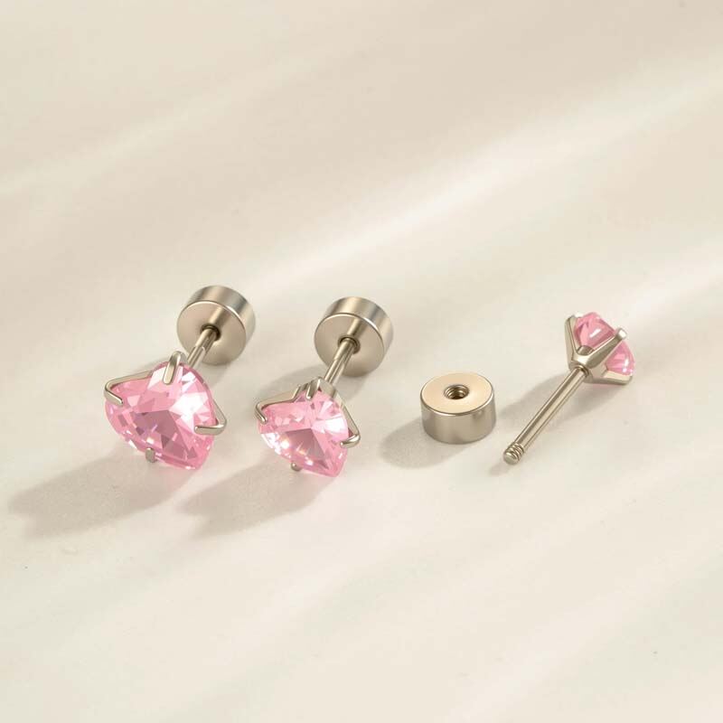 Orecchino piercing a forma di cuore in acciaio inossidabile impermeabile con zircone 2