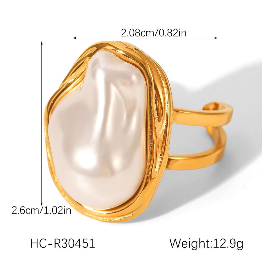 Bague simple et élégante au quotidien, en acier inoxydable, de forme irrégulière et imperméable (1 pièce). h5Image2