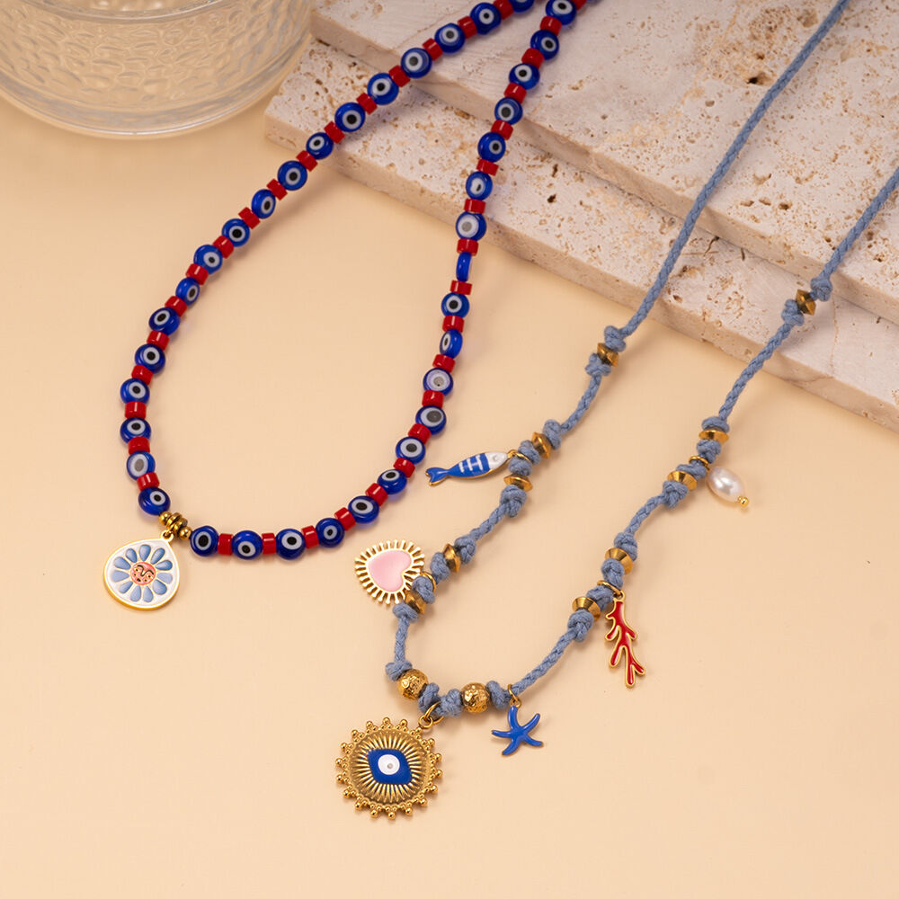 1 Piece Elegant Devil's Eye Natural Stones Gold Color Women's Beaded Necklaces Picture4