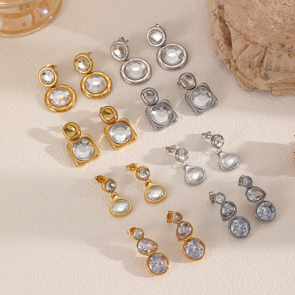 1 Pair Simple Series Geometric Stainless Steel Waterproof Gold Color Women's Drop Earrings
