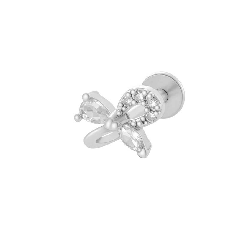1 Stück Schmetterling Kupfer Gold Farbe Zirkon Piercing Ohrring 