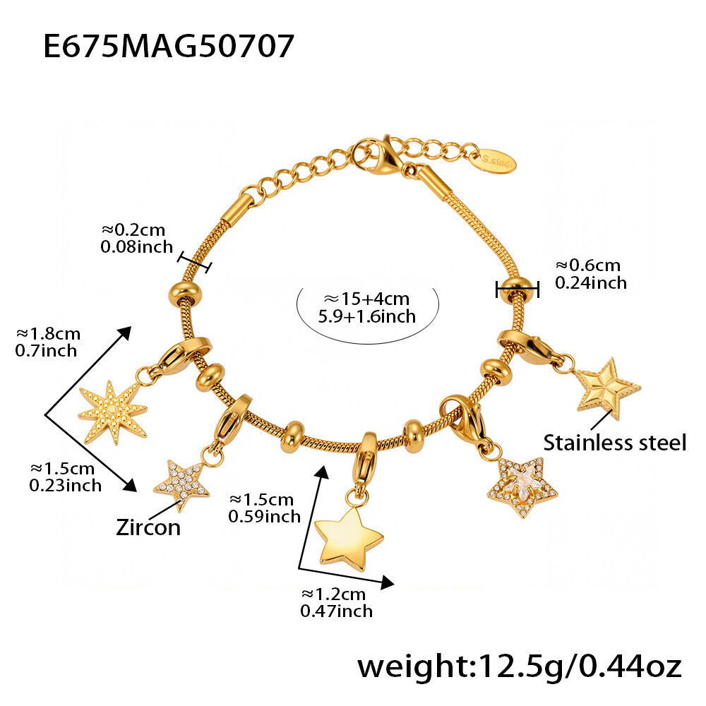 E675-Bracciale multiaccessori fai da te in oro 15+4 cm Immagine3