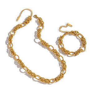 Chain Stainless Steel Waterproof Gold Color Necklace Set h5 Picture5