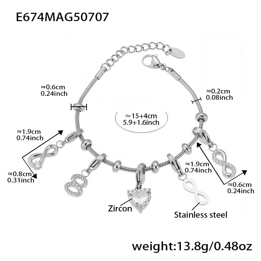 E674-Bracciale multiaccessori fai da te in acciaio 15+4 cm Immagine2