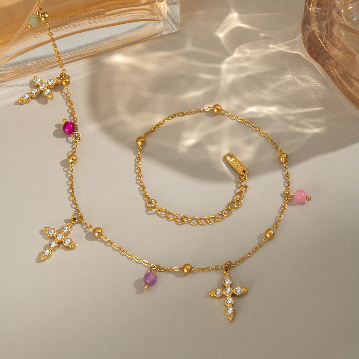 1 Piece Luxurious Elegant Cross Stainless Steel Waterproof  Women's Pendant Necklaces 2