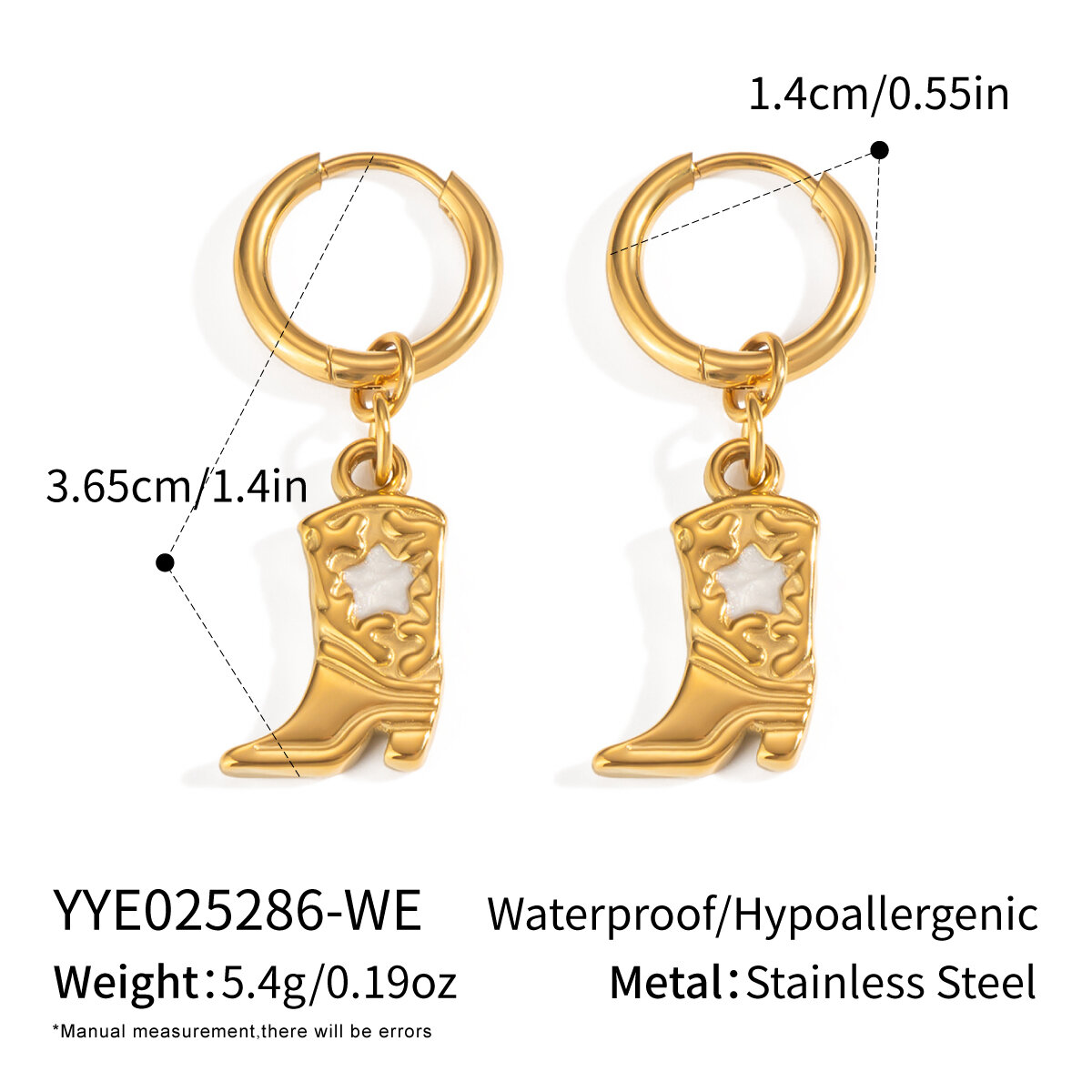 1 Pair Simple Irregular Shape Stainless Steel Waterproof Gold Color Women's Drop Earrings